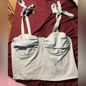 Kendall and Kylie Light Blue Corset Top